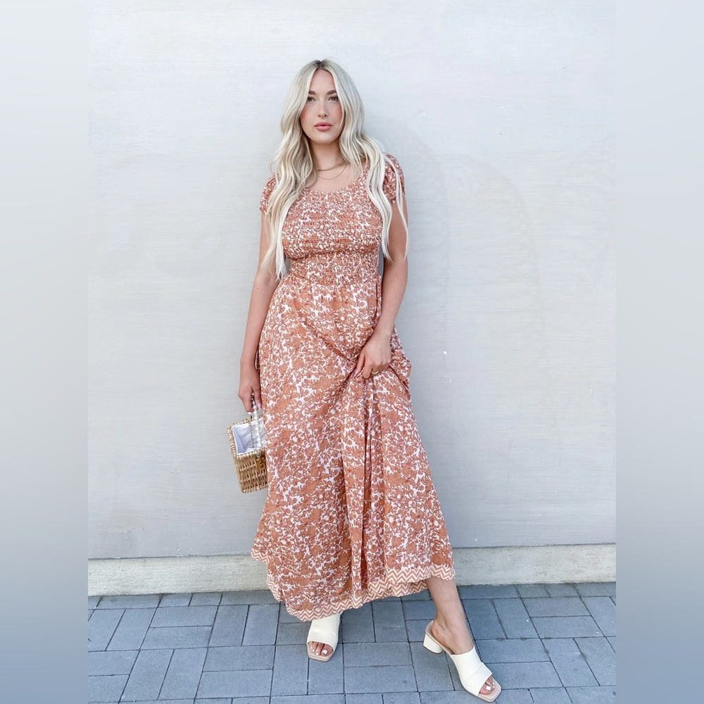 Free People Ultraviolet Maxi Dress in Tea Medium Open Back Boho Floral